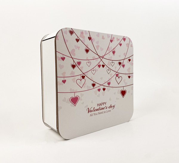 Коробка квадратна "Happy  Valentine`s day. All you need is Love "