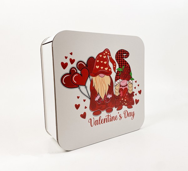 Коробочка квадратна гноми "Valentin`s day " червона