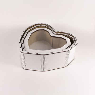 Набір коробок білі "Серце" з прозорою кришкою Набір коробок білі "Серце" з прозорою кришкою