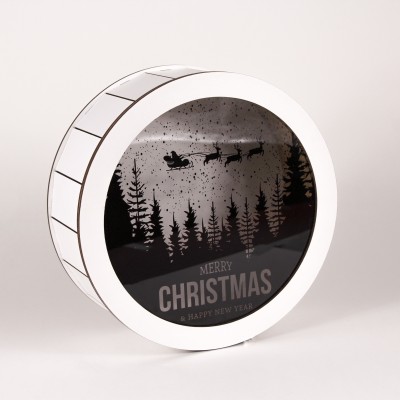 Коробка кругла біла з прозорою кришкою "Merry Christmas" Коробка кругла біла з прозорою кришкою "Merry Christmas"