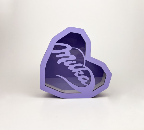 Коробка фіолетова серце "Milka" з прозорою кришкою