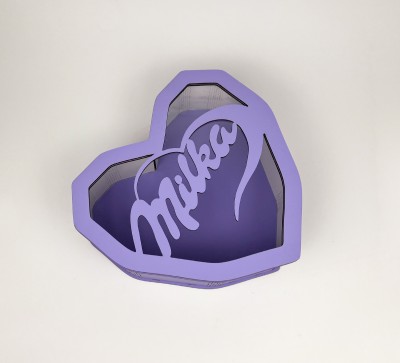 Коробка фіолетова серце "Milka" з прозорою кришкою