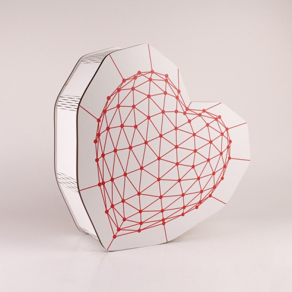 Коробка біла "Серце 3D" червоне