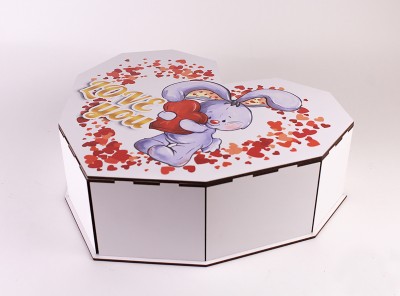 Коробка серце зайчик велика
