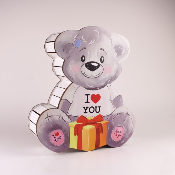 Коробка ведмедик "I love you" сірий Коробка ведмедик "I love you" сірий