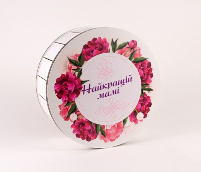 Коробка кругла "Найкращій мамі" піони велика 
