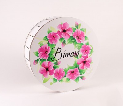 Коробка кругла "Вітаю" велика 
