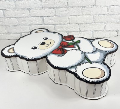 Коробка "Білий ведмедик з трояндою"