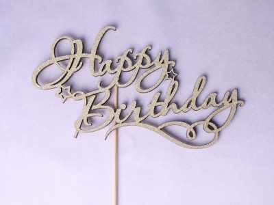 Топпер "Happy Birthday" глітер золотий