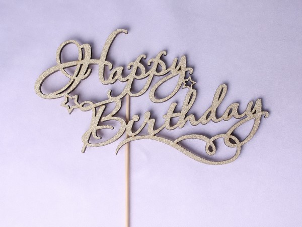 Топпер "Happy Birthday" глітер золотий