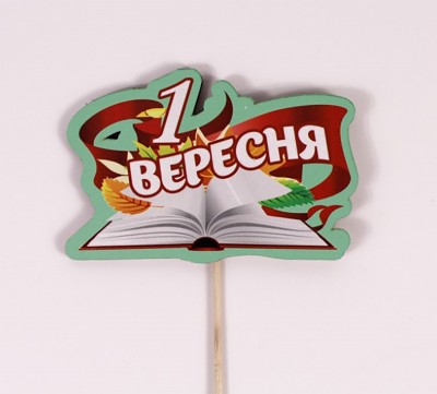 Топпер кольоровий на шпажці "1 вересня" книга