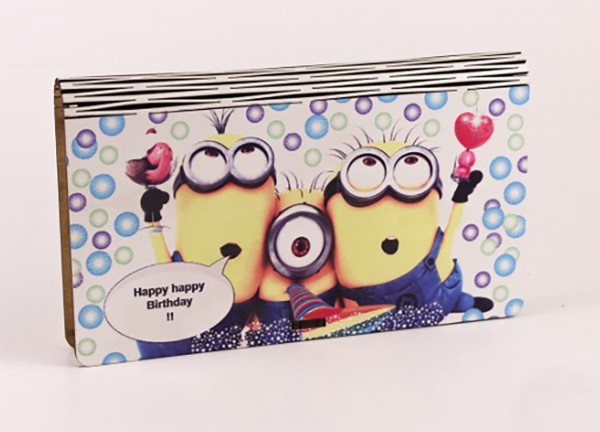  Конверт дерев'яний "Happy Birthday Міньйон"