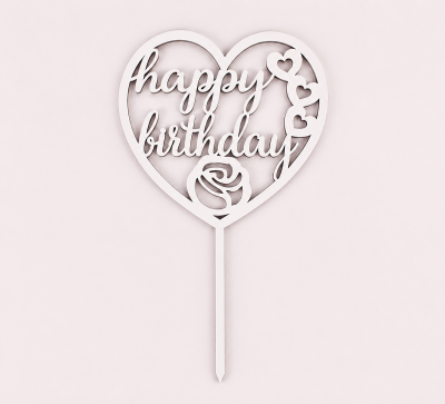 Топпер "Happy birthday" сердечко Топпер "Happy birthday" сердечко