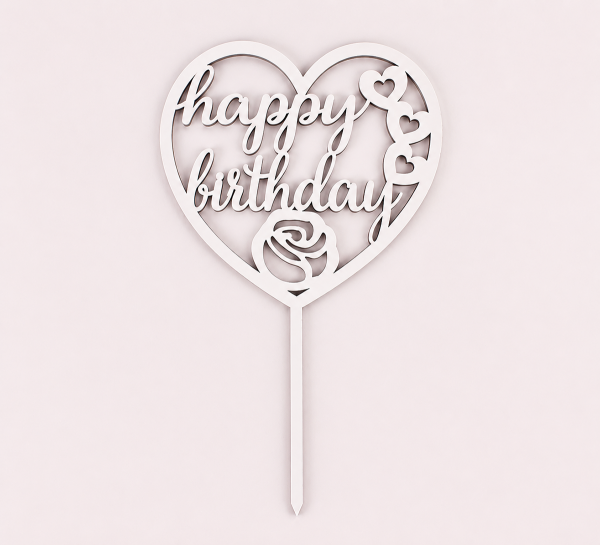 Топпер "Happy birthday" сердечко Топпер "Happy birthday" сердечко