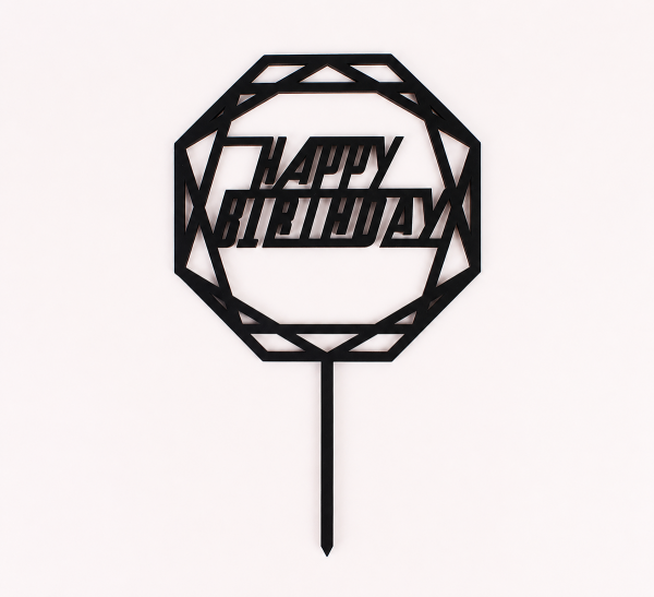 Топпер чорний  "Happy Birthday" фігурний