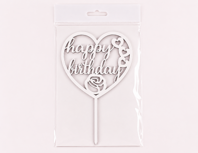 Топпер "Happy birthday" сердечко Топпер "Happy birthday" сердечко