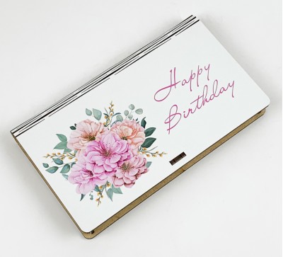 Конверт дерев'яний "Happy Birthday Квіти"