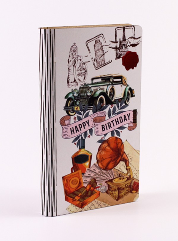 Конверт дерев'яний "Happy birthday" (ретро)