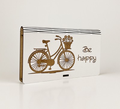 Конверт дерев'яний "Be happy" велосипед Конверт дерев'яний "Be happy" велосипед
