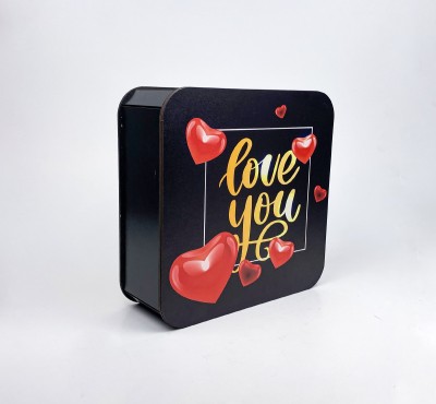 Коробка  чорна квадратна "Love you"