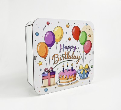 Коробка квадратна "Happy Birthday"торт та подарунки Коробка квадратна "Happy Birthday"торт та подарунки