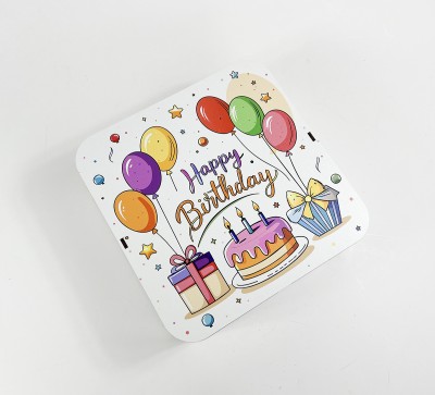 Коробка квадратна "Happy Birthday"торт та подарунки Коробка квадратна "Happy Birthday"торт та подарунки