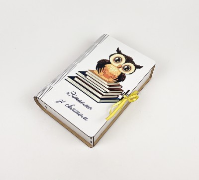Коробка-книга "Вітаємо зі святом!" сова з книгами