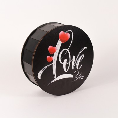 Коробка чорна кругла "Love you"