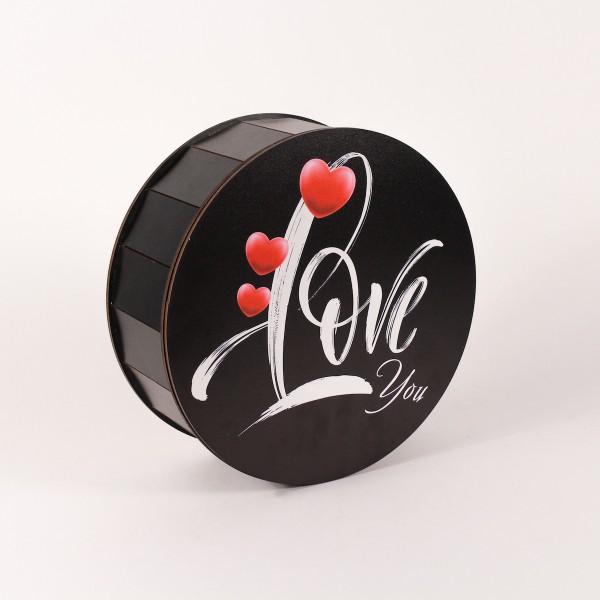 Коробка чорна кругла "Love you"