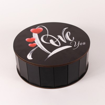 Коробка чорна кругла "Love you"