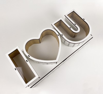 Коробка з серцем та висувною шухлядою  біла "I Love You"   