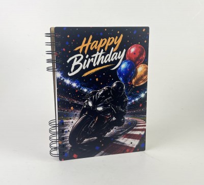 Блокнот "Happy Birthday" з мотоциклістом (А5)