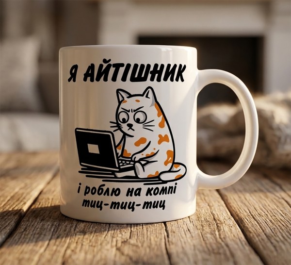 Чашка "Я айтішник і роблю на компі тиц-тиц-тиц"