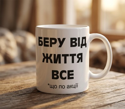 Чашка "Беру від життя все, що по акції"