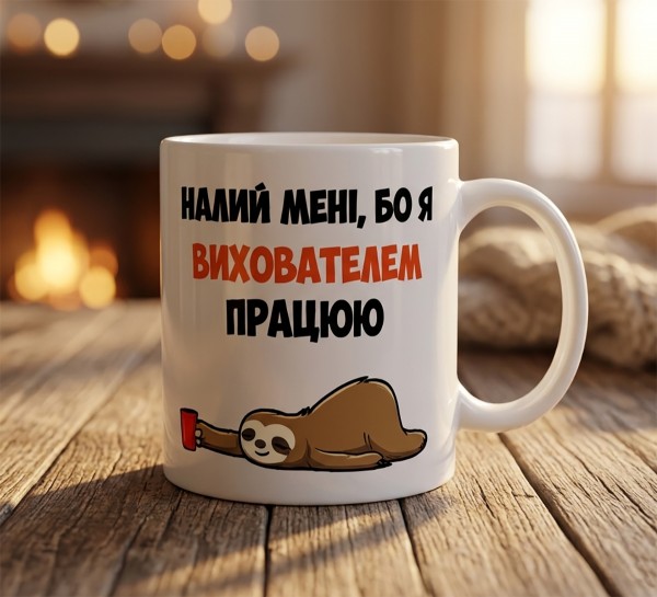 Чашка "Налий мені, бо я вихователем працюю" Чашка "Налий мені, бо я вихователем працюю"