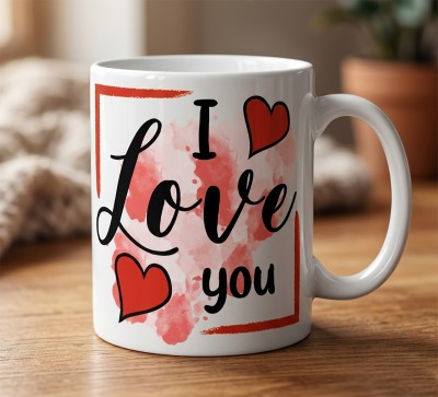 Чашка "I Love You" з акварельними серцями