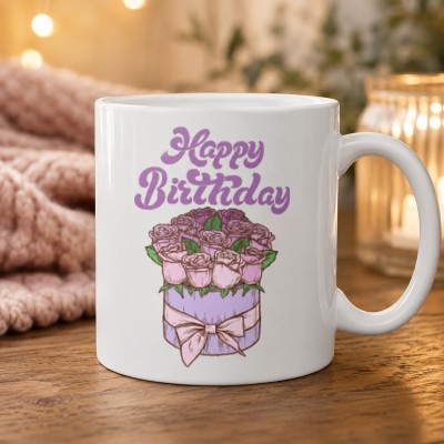 Чашка "Happy Birthday" з букетом троянд Чашка "Happy Birthday" з букетом троянд