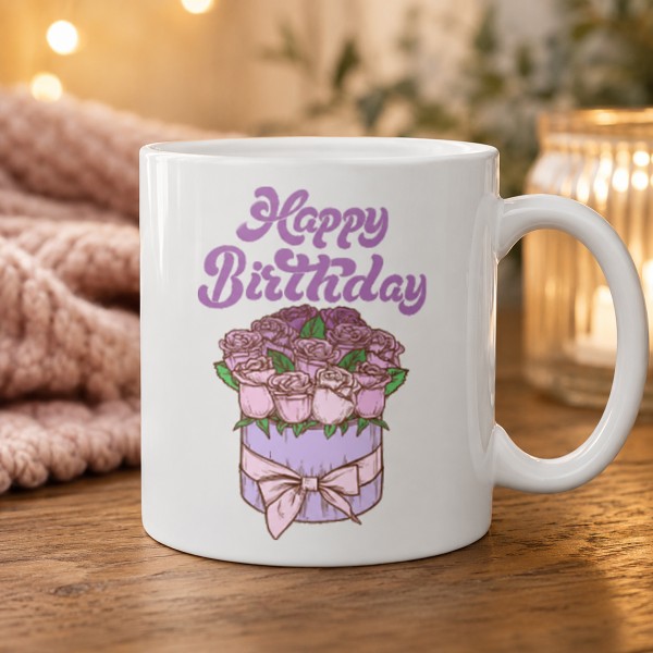 Чашка "Happy Birthday" з букетом троянд Чашка "Happy Birthday" з букетом троянд