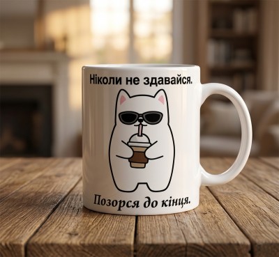 Чашка "Ніколи не здавайся. Позорся до кінця"