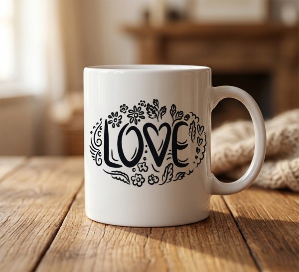 Чашка "LOVE" з квітковим дизайном Чашка "LOVE" з квітковим дизайном