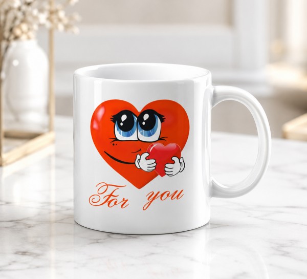 Чашка "For You" із закоханим сердечком Чашка "For You" із закоханим сердечком