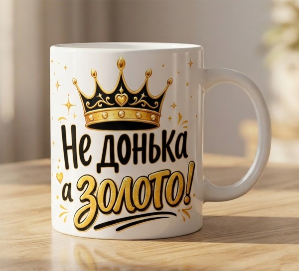 Чашка "Не донька, а золото!" з короною Чашка "Не донька, а золото!" з короною