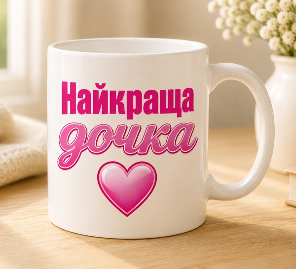 Чашка "Найкраща дочка" з рожевим серцем