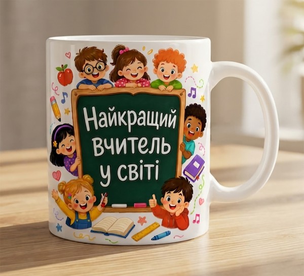 Чашка "Найкращий вчитель у світі" з учнями