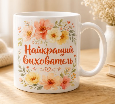 Чашка "Найкращий вихователь" з квітами
