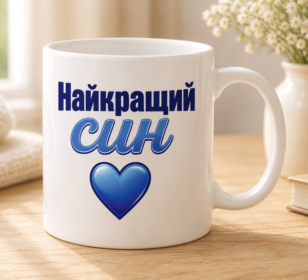 Чашка "Найкращий син" із синім серцем Чашка "Найкращий син" із синім серцем