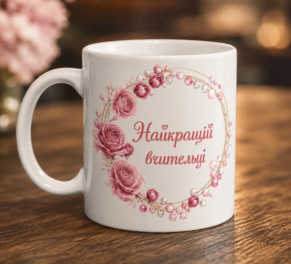 Чашка "Найкращій вчительці"з перлинками