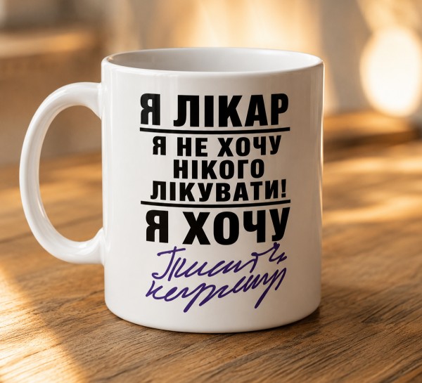 Чашка "Я лікар. Я не хочу нікого лікувати! Я хочу (Писати картину)"