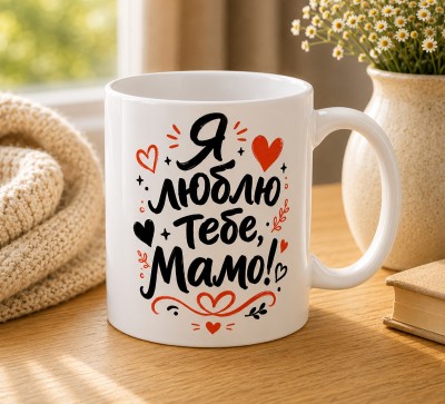 Чашка "Я люблю тебе, мамо!" з сердечками