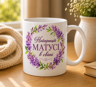 Чашка "Найкращій матусі в світі" з бузком